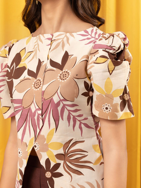 WEAVLLITE Brown Cotton Printed Co-ord Set - Image 5