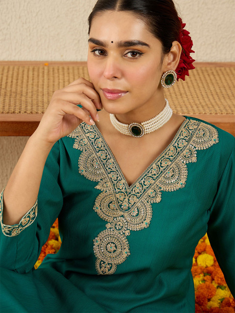 Indo Era Embroidered Top With Trouser Co-Ords - Image 7