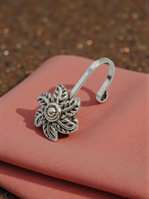 AccessHer Silver-Plated Artificial Stones and Beads Stud Nosepin - Image 6