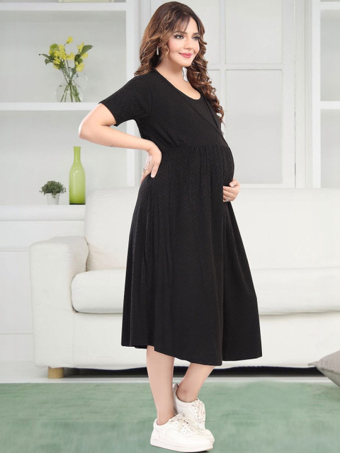 MomsBae Maternity Fit & Flare Midi Dress