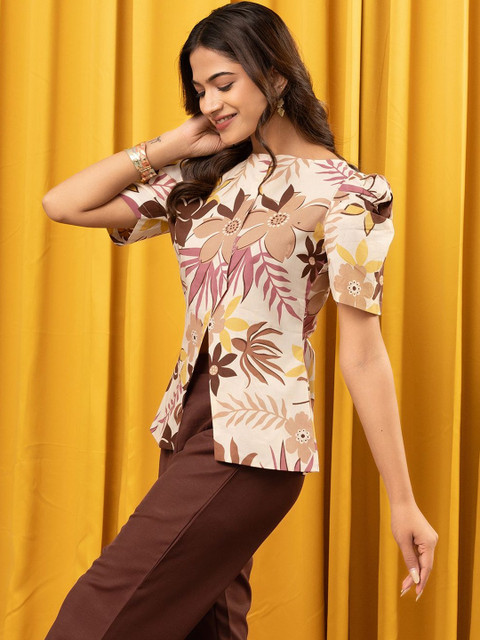 WEAVLLITE Brown Cotton Printed Co-ord Set - Image 3