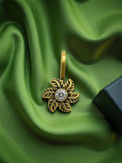 AccessHer Gold-Plated Artificial Stones and Beads Stud Nosepin