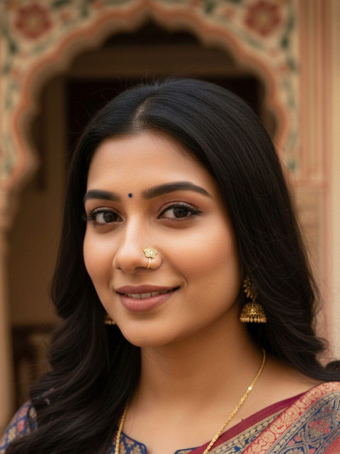 AccessHer Gold-Plated Artificial Stones and Beads Stud Nosepin - Image 2