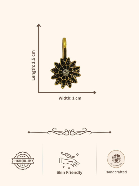 AccessHer Gold-Plated Artificial Stones and Beads Stud Nosepin - Image 7