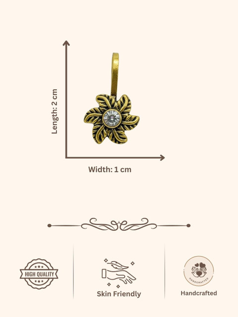 AccessHer Gold-Plated Artificial Stones and Beads Stud Nosepin - Image 4