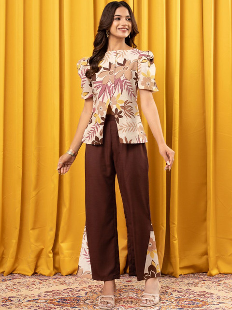 WEAVLLITE Brown Cotton Printed Co-ord Set - Image 7