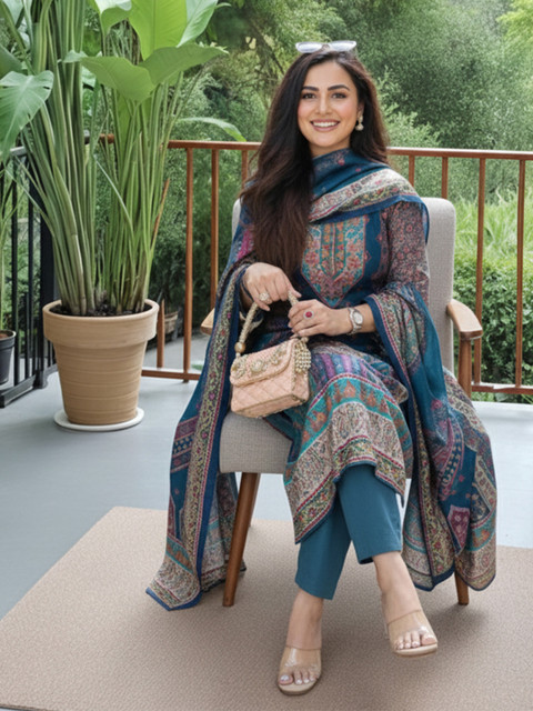 SZN Women Ethnic Motifs Printed Regular Kurta with Trousers & With Dupatta