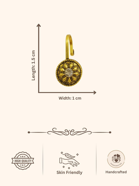 AccessHer Gold-Plated Artificial Stones and Beads Stud Nosepin - Image 7