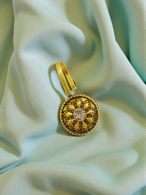 AccessHer Gold-Plated Artificial Stones and Beads Stud Nosepin