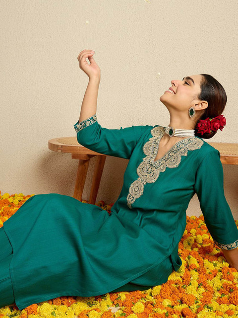 Indo Era Embroidered Top With Trouser Co-Ords - Image 6