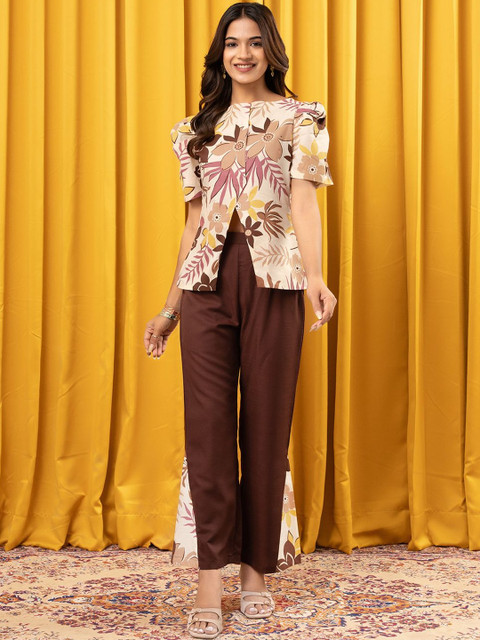 WEAVLLITE Brown Cotton Printed Co-ord Set - Image 6