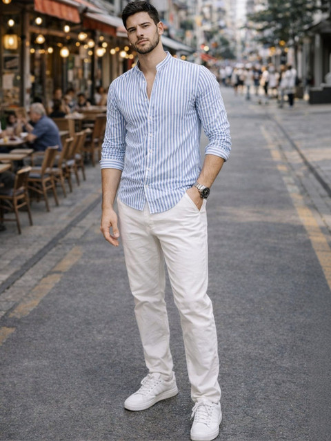 HERE&NOW Men Smart Striped Casual Shirt