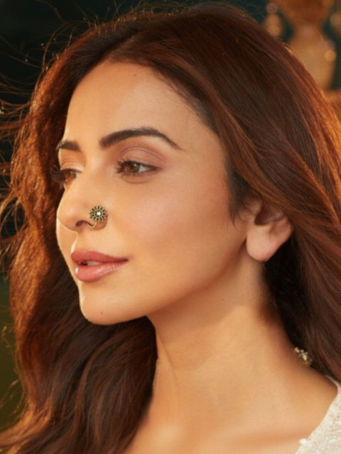 AccessHer Gold-Plated Artificial Stones and Beads Stud Nosepin - Image 3