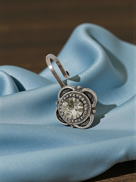 AccessHer Silver-Plated Artificial Stones and Beads Stud Nosepin