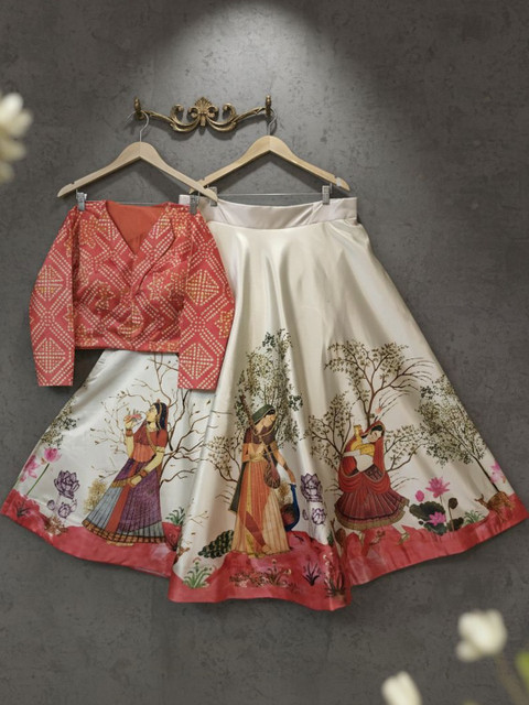 Kaizen TEXO FAB Printed Kalamkari Ready to Wear Lehenga &