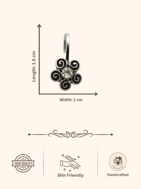 AccessHer Silver-Plated Artificial Stones and Beads Stud Nosepin - Image 7