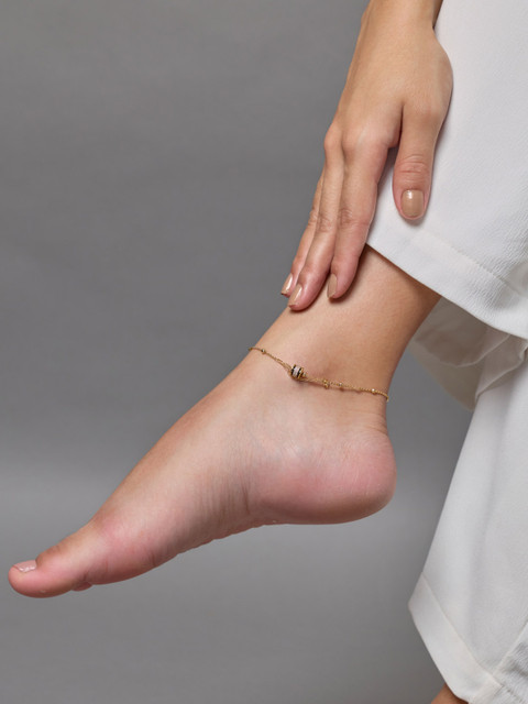 Kushal's Fashion Jewellery Gold-Plated Zircon Studded Anklet