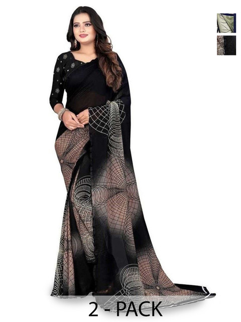 Vibhagyaa Floral Poly Chiffon Saree