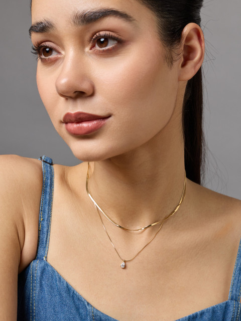 Kushal's Fashion Jewellery Gold-Plated Zircon Studded Layered Chain