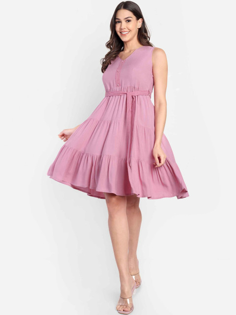 Meeranshi Linen Fit & Flare Dress