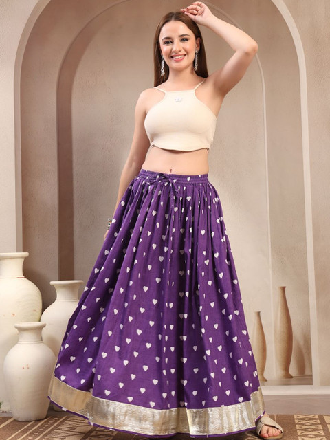 SUNEKH Self Design Cotton Maxi Flared Skirt