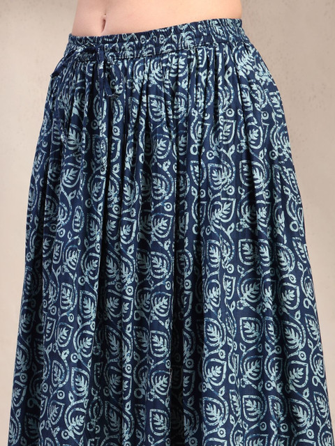 SUNEKH Self Design Pure Cotton Maxi Flared Skirt - Image 7