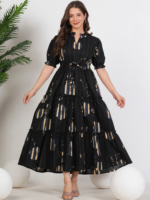 UNIBLISS Women Floral Printed Thread Work Anarkali Kurta