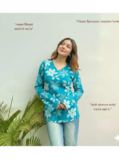 MF ERA Floral Printed V-Neck Kurti