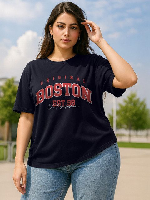 JUNEBERRY Women Printed Pure Cotton T-shirt