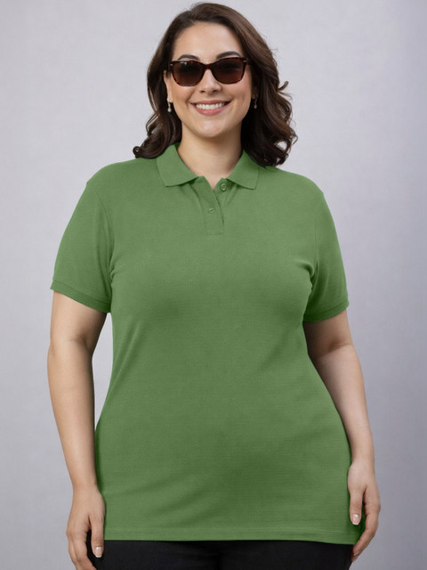 JUNEBERRY Women Polo Collar Pure Cotton T-shirt - Image 2
