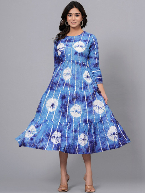 HERE&NOW Tie and Dye Print A-Line Midi Dress