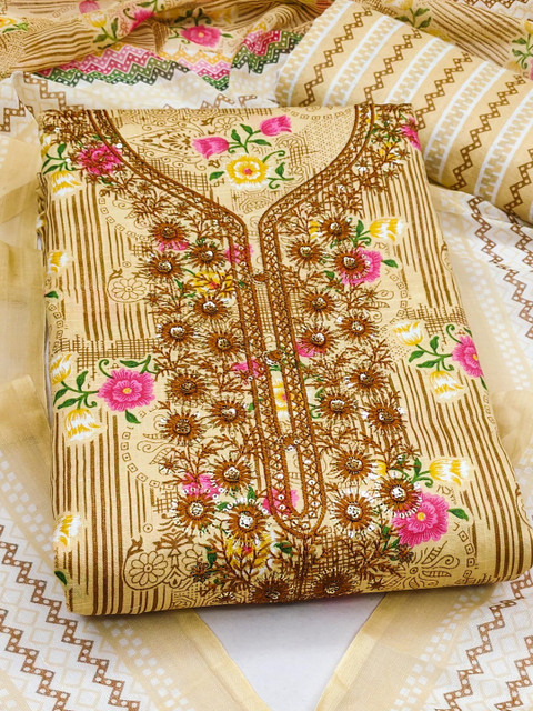 HERE&NOW Printed Pure Cotton Unstitched Dress Material - Image 4