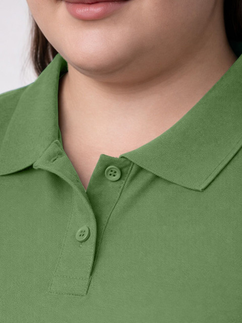 JUNEBERRY Women Polo Collar Pure Cotton T-shirt - Image 3