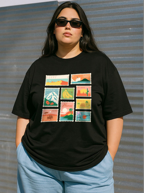 JUNEBERRY Women Printed Pure Cotton T-shirt