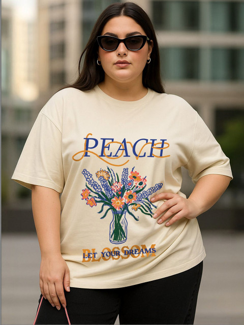 JUNEBERRY Women Printed Pure Cotton T-shirt