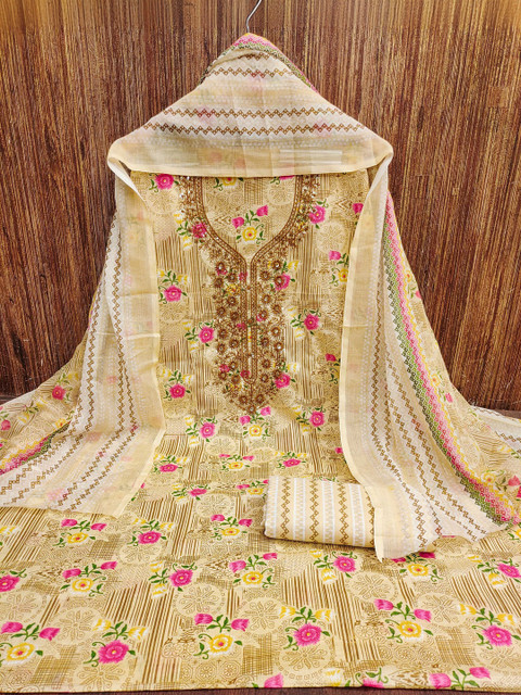 HERE&NOW Printed Pure Cotton Unstitched Dress Material - Image 5