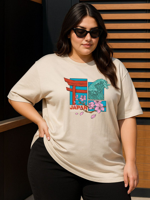 JUNEBERRY Women Printed Pure Cotton T-shirt