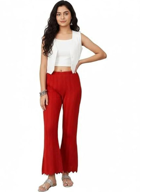 Thrifty Thread Women Flared Knitted Ethnic Palazzos