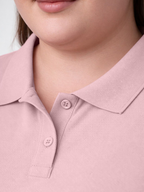 JUNEBERRY Women Polo Collar Pure Cotton T-shirt - Image 3