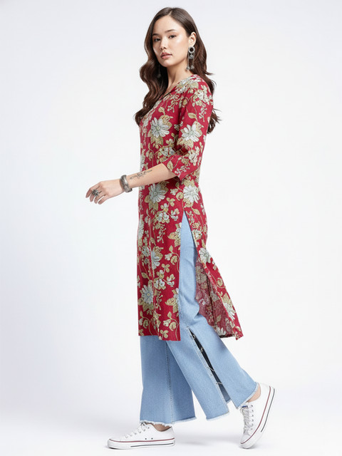 Anouk Rustic Floral Printed Pure Cotton Kurta