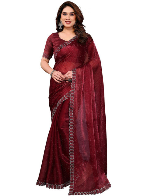 Moda Rapido Embellished Sequinned Tissue Heavy Work Saree