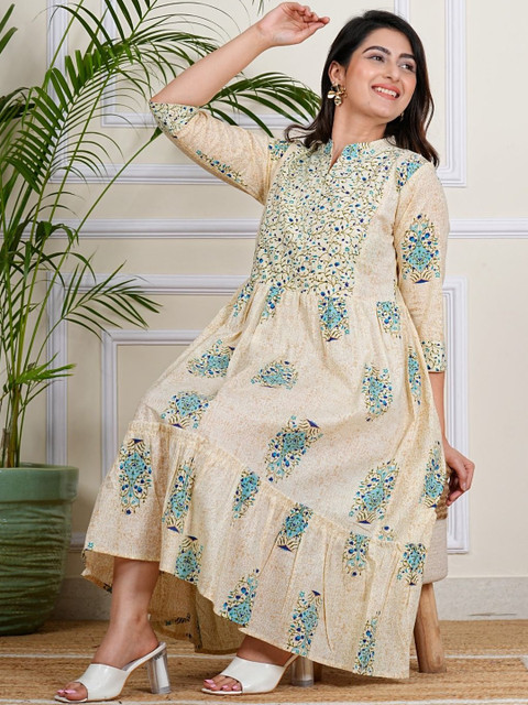 UNIBLISS Women Floral Printed Thread Work Anarkali Kurta - Image 5