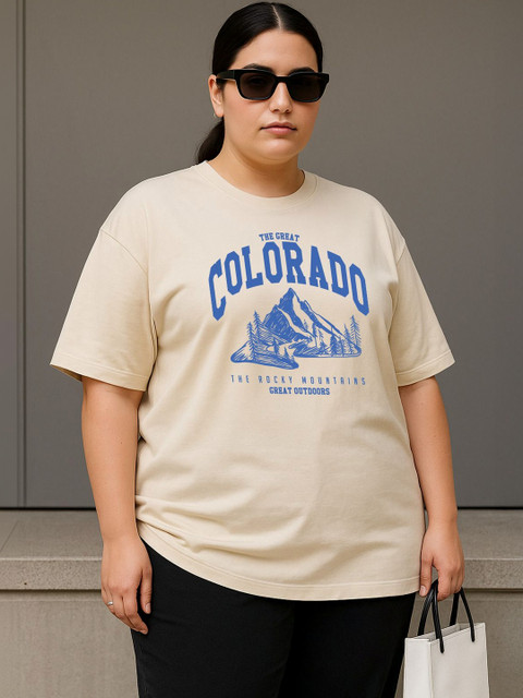 JUNEBERRY Women Printed Pure Cotton T-shirt