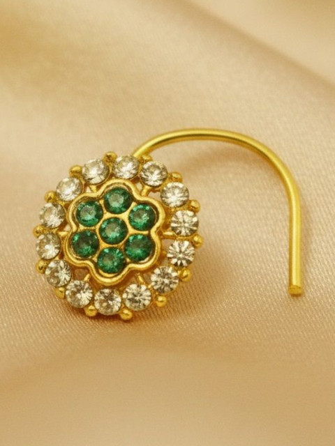SHREEVARAM Gold-Plated Cubic Zirconia Ring Nosepin