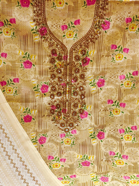 HERE&NOW Printed Pure Cotton Unstitched Dress Material - Image 2
