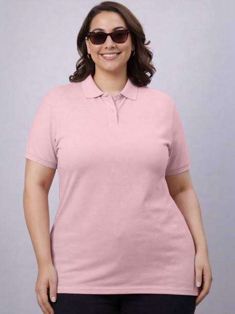 JUNEBERRY Women Polo Collar Pure Cotton T-shirt