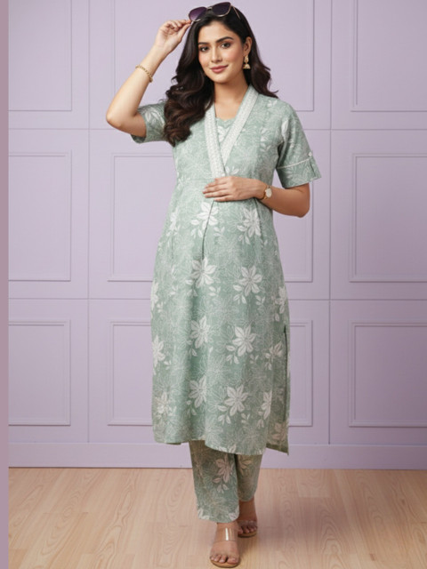 DUMMY SHAPE Women Floral Printed Regular Kurta with Pyjamas - Image 6