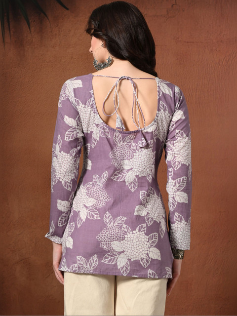 KEOSA Floral Printed Square Neck Pure Cotton Kurti - Image 5