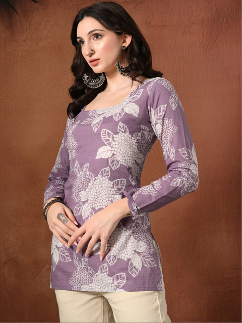 KEOSA Floral Printed Square Neck Pure Cotton Kurti - Image 7