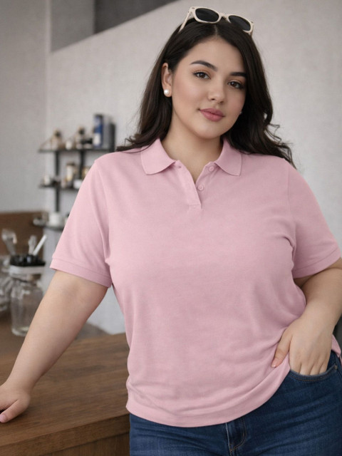 JUNEBERRY Women Polo Collar Pure Cotton T-shirt - Image 2